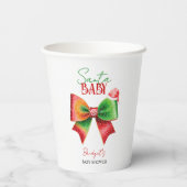Santa Baby shower bow and Santa hat Christmas Pappbecher (Rückseite)