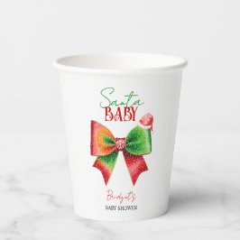 Santa Baby shower bow and Santa hat Christmas Pappbecher