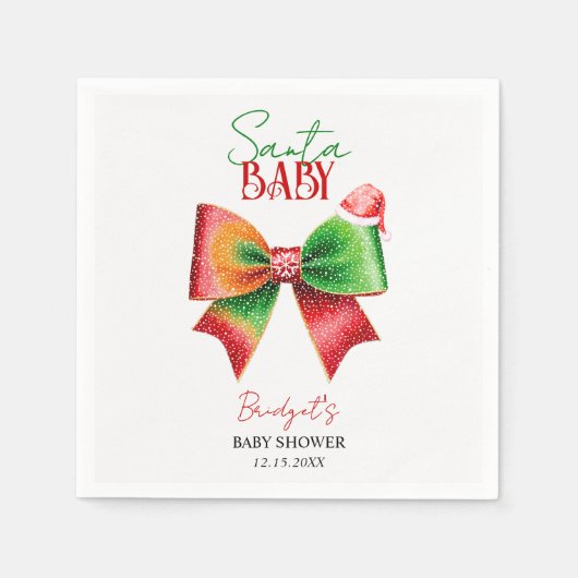 Santa Baby shower bow and Santa hat Christmas Serviette (Vorderseite)