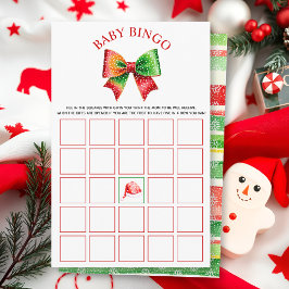 Santa Baby shower bow, Santa hat Baby Bingo game Flyer