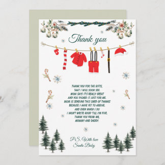 Santa Baby Shower Christmas Theme Thank You Card Einladung