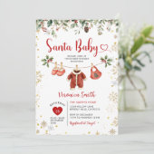 Santa Baby Shower Clothesline Christmas Floral Einladung (Stehend Vorderseite)