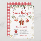Santa Baby Shower Clothesline Christmas Floral Einladung (Vorne/Hinten)