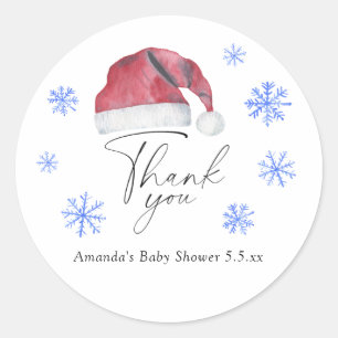 Santa-Baby-Shower - Danksagungskarte Runder Aufkleber