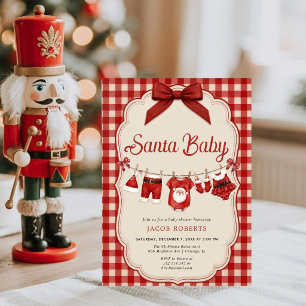 Santa Baby Shower Einladung Rot kariert Weihnach