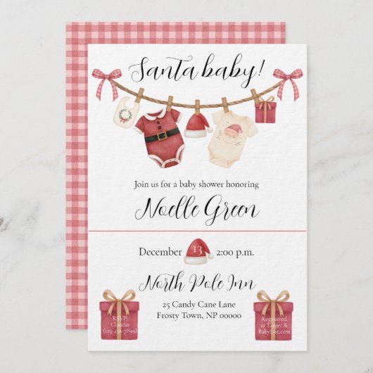 Santa Baby Shower Invitation Einladung (Vorne/Hinten)
