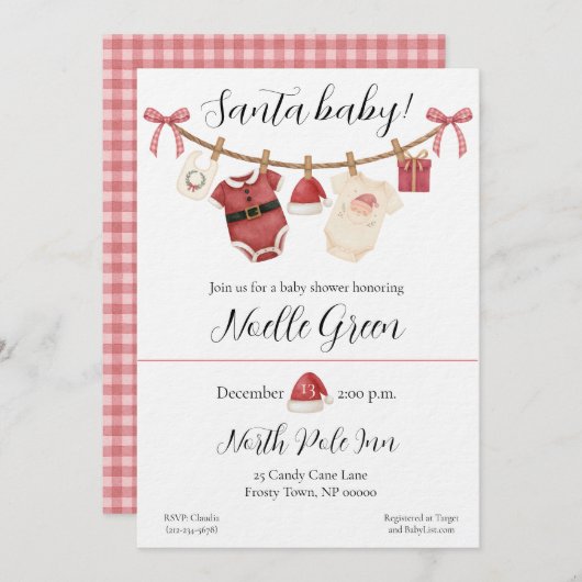 Santa Baby Shower Invitation Einladung (Vorne/Hinten)