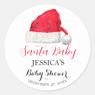 Santa Baby Shower Rot Cute einfache Danksagung Runder Aufkleber