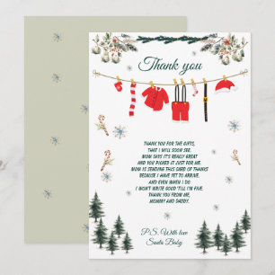 Santa-Baby-Shower-Weihnachts-Themen-Dankeskarten Einladung