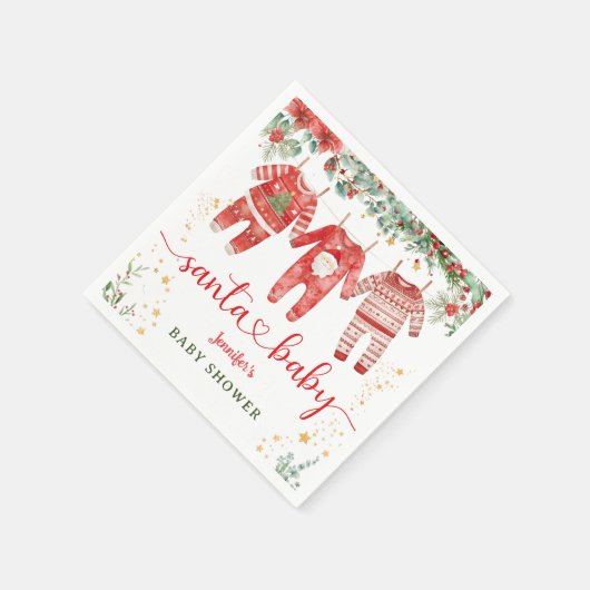 Santa Baby Shower Weihnachtsmann Paper Napkin Serviette (Ecke)