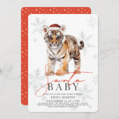 Santa Baby Tiger Snowflakes Baby Dusche Einladung (Vorne/Hinten)