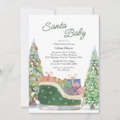 Santa Baby Vintag Sleigh Baby Dusche Einladung (Vorderseite)