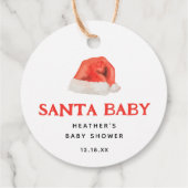 Santa Baby Vintag Winter Baby Dusche Geschenkanhänger (Rückseite)
