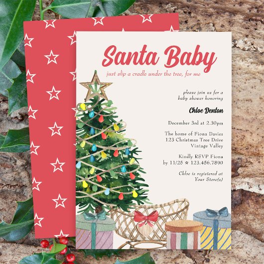 Santa Baby Vintage Weihnachtsdusche Einladung