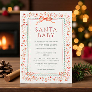 Santa Baby Vornehme Schleife Weihnachts-Baby-Party Einladung