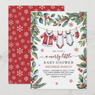 Santa Baby Wäscheleine Weihnachts-Baby-Party Einladung