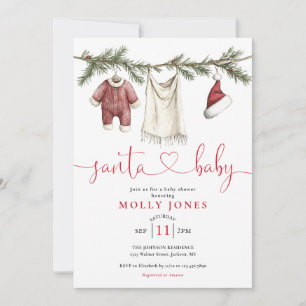 Santa Baby Wäscheleine Winter Baby Shower Einladung