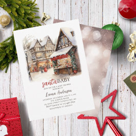 Santa Baby Watercolor Frohe Weihnachtsdusche Einladung