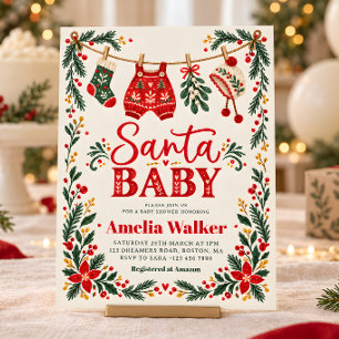 Santa Baby Weihnachten Folk Baby Shower Einladung