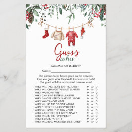Santa Baby Weihnachten "Guess Who" Baby Showspiel Flyer