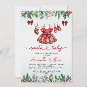Santa Baby Weihnachten Mädchen Baby Shower Einladung