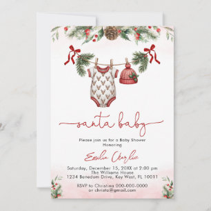 Santa Baby Weihnachten Wäscheleine Baby Shower Einladung