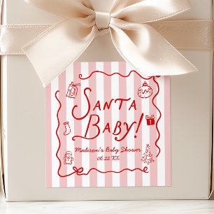 Santa Baby! Weihnachtliche Babyparty mit Fantasie Quadratischer Aufkleber