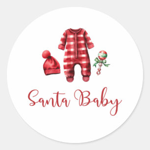 Santa Baby Weihnachts-Baby-Baby-Party-Einladung Runder Aufkleber