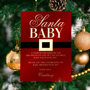 Santa Baby Weihnachts-Baby-Baby-Shower-Dankeschö Folieneinladung