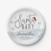 Santa Baby Weihnachts Winter Baby Dusche Pappteller (Vorderseite)