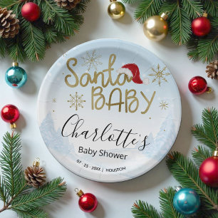 Santa Baby Weihnachts Winter Baby Dusche Pappteller