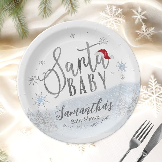Santa Baby Weihnachts Winter Baby Dusche Pappteller