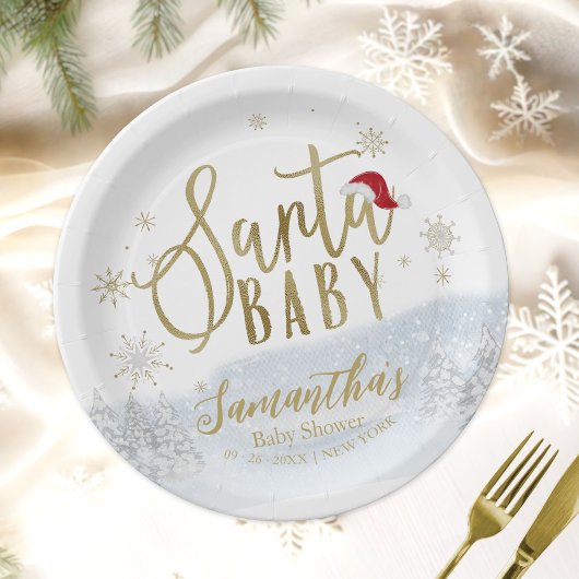 Santa Baby Weihnachts Winter Baby Dusche Pappteller