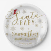 Santa Baby Weihnachts Winter Baby Dusche Pappteller (Vorderseite)