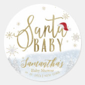 Santa Baby Weihnachts Winter Baby Dusche Runder Aufkleber (Vorderseite)