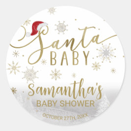 Santa Baby Weihnachts Winter Baby Dusche Runder Aufkleber