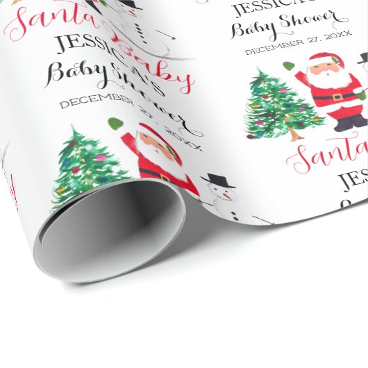 Santa Baby Weihnachts Winter Red Baby Dusche Geschenkpapier (Rolleneckpunkt)