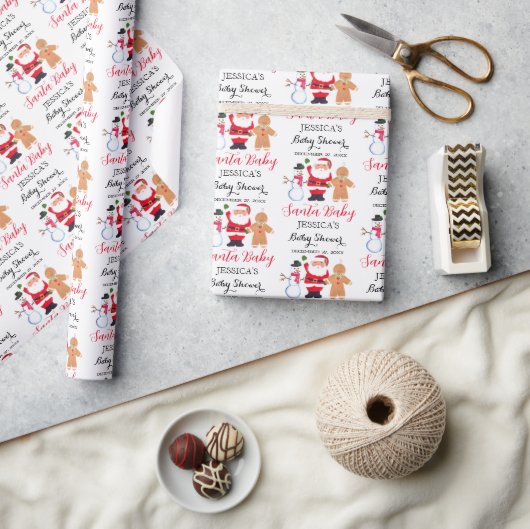 Santa Baby Weihnachts Winter Red Baby Dusche Geschenkpapier (Kunsthandwerk)