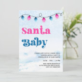 Santa Baby Weihnachtsbeleuchtung Gender Reveal Einladung (Stehend Vorderseite)