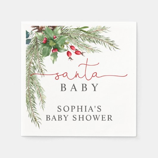 Santa Baby Weihnachtsdusche Napkins Serviette (Vorderseite)