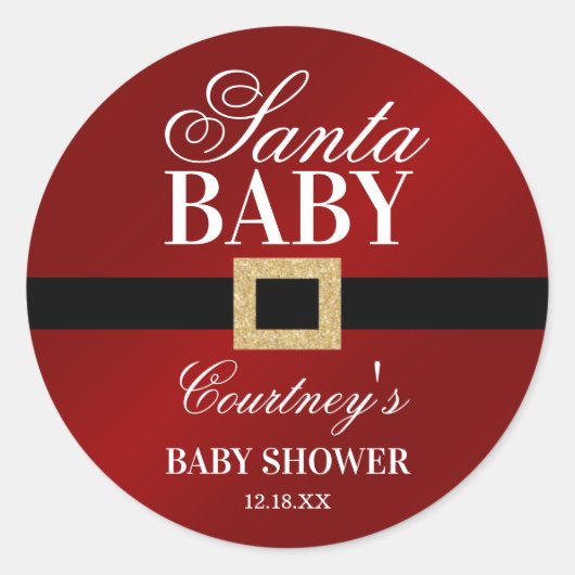 Santa Baby | Weihnachtsdusche Runder Aufkleber (Vorderseite)