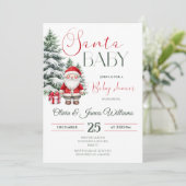 Santa Baby Weihnachtsduschgeschlecht neutral Einladung (Stehend Vorderseite)