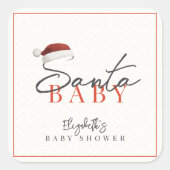 Santa Baby Weihnachtsfeiertag Minimal Babydusche Quadratischer Aufkleber (Vorderseite)