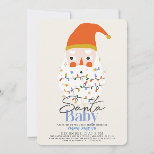 Santa Baby Weihnachtsferien Boy Babydusche Einladung (Vorderseite)