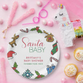 Santa Baby Weihnachtsgeschlecht Neutral Baby Dusch Pappteller (Party)