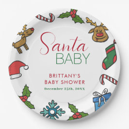 Santa Baby Weihnachtsgeschlecht Neutral Baby Dusch Pappteller