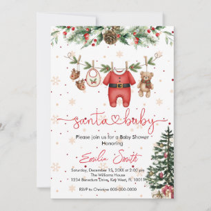 Santa Baby Weihnachtskleiderleine Baby Shower Einladung