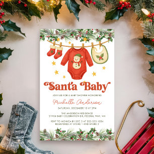 Santa Baby Weihnachtswäscheleine Baby Shower Einladung