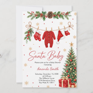 Santa Baby Weihnachtswäscheleine Babyparty Einladung