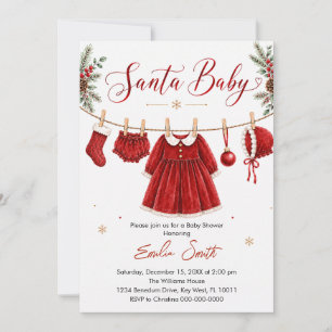 Santa Baby Weihnachtswäscheleine Mädchen Baby-Part Einladung